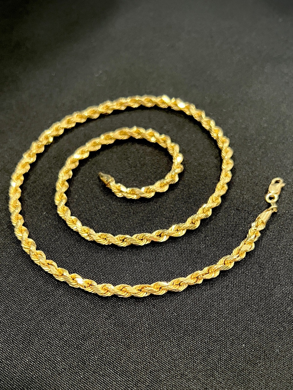 14K Gold 22in 5mm 12g Diamond Cut Rope Necklace Women/Men - Picture 6 of 10